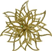 Agoer 24 stuks kerst kerstster bloemen,3 verschillende stijlen KerstBloemen Kunstmatige met haken,15 cm gouden glitter kunstmatige kerstster bloemen kerstboom ornamenten voor Kerstboom Garland Krans