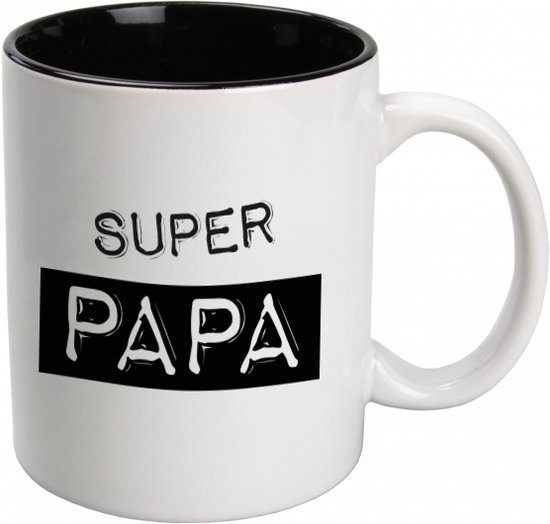 Mug - Café - Wit Zwart - Super Papa - ruban : "Spécialement voor jou" - Emballage cadeau