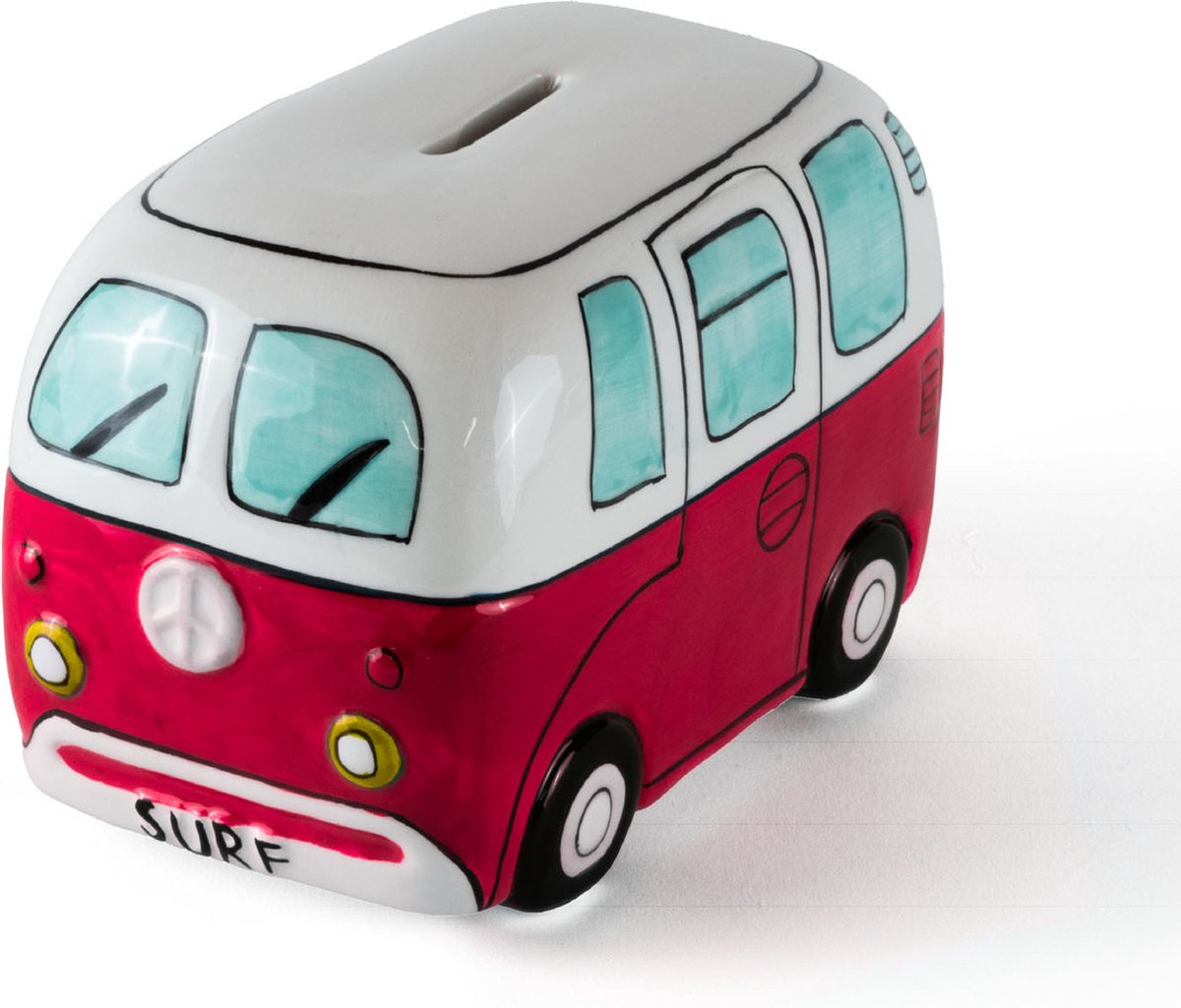 Devoted Surf Van Piggy Bank – Surfbus Spaarpot – Rood - Surf Cadeau