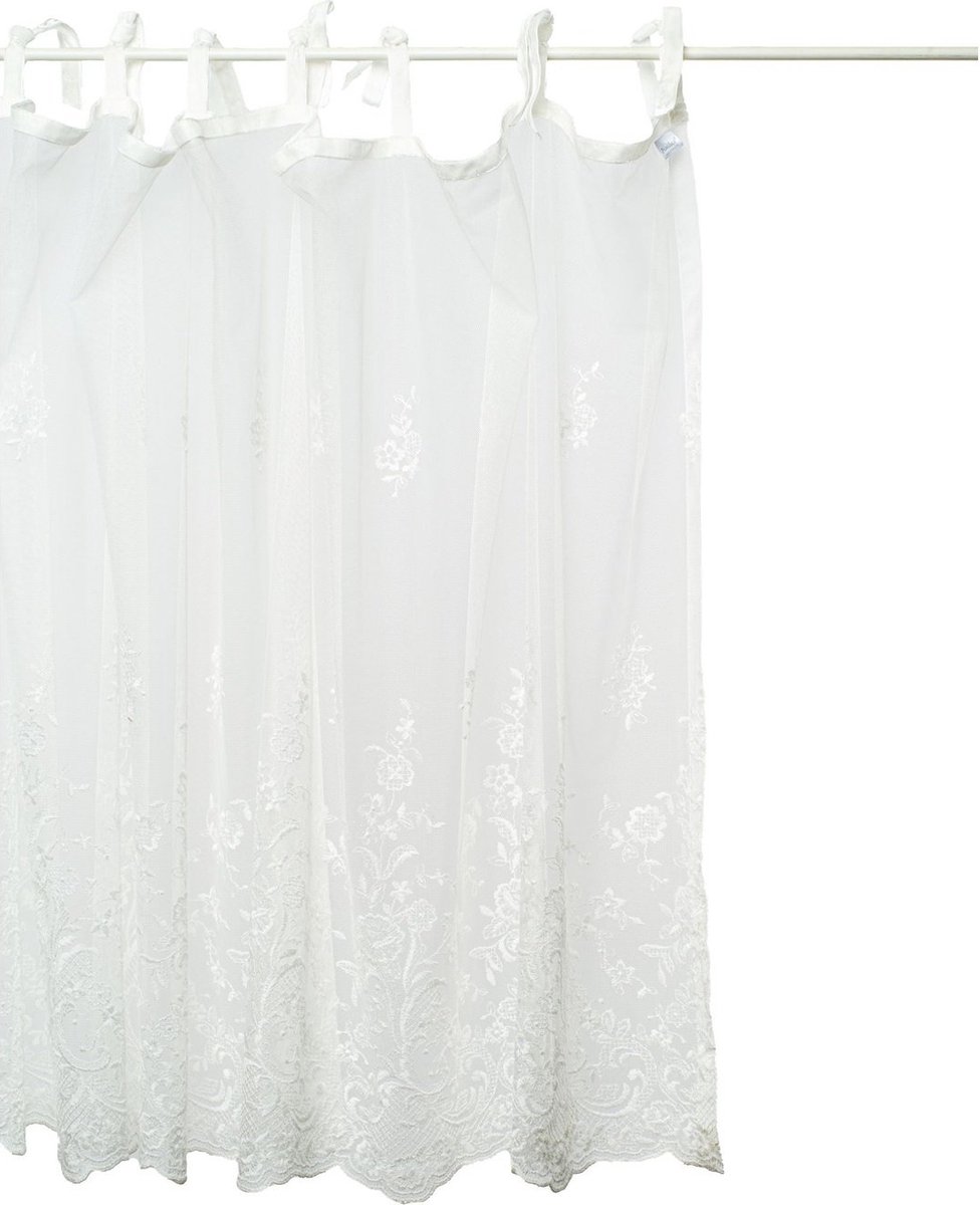 Gordijn | Lena - Geborduurd Kant - Gebroken Wit - 160x80 - Pimlico