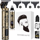 Bol.com Professionele Draadloze T-blade Tondeuse + Neustrimmer - Sansbeauté® Buddha Trimmer - Baardtrimmer - Tondeuse Mannen Hoo... aanbieding
