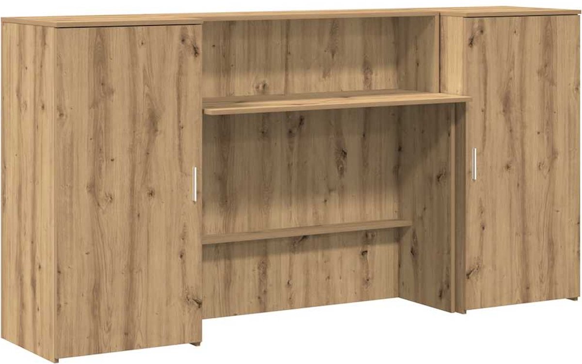 Bureau D'accueil Style Vieux Bois VidaXL - 55x50x103,5 Cm, Avec étagère Et Comptoir Intégré ! - 4