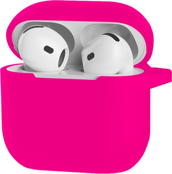 Case Geschikt voor AirPods 4 Hoesje Hoes Siliconen Met Clip Cover - Hoesje Geschikt voor Apple AirPods 4 Hoes Siliconen - Roze