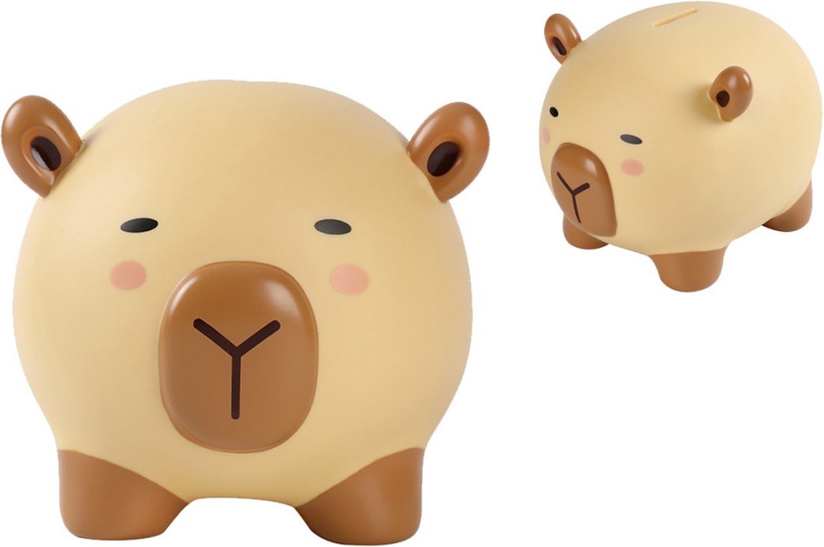 I-total Spaarpot "capybara" - onbreekbaar - spaarpot -PVC - educatief - beige spaarpot