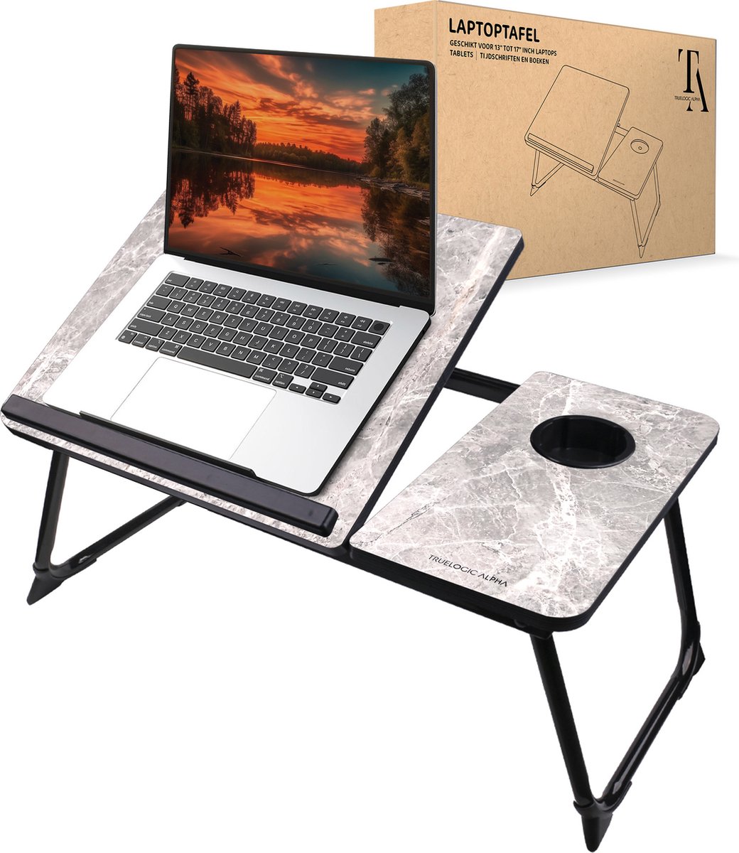 TrueLogic Alpha Bedtafel - Laptoptafel - Laptop standaard - Voor laptops t/m 17 inch - Ontbijttafel - Ontbijt op bed - Earth Flow
