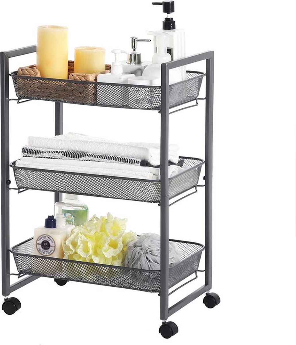 MIRA Home - Keukentrolley - Keukenrek - Opbergrek - Serveerwagen - Metaal - 42x26x62