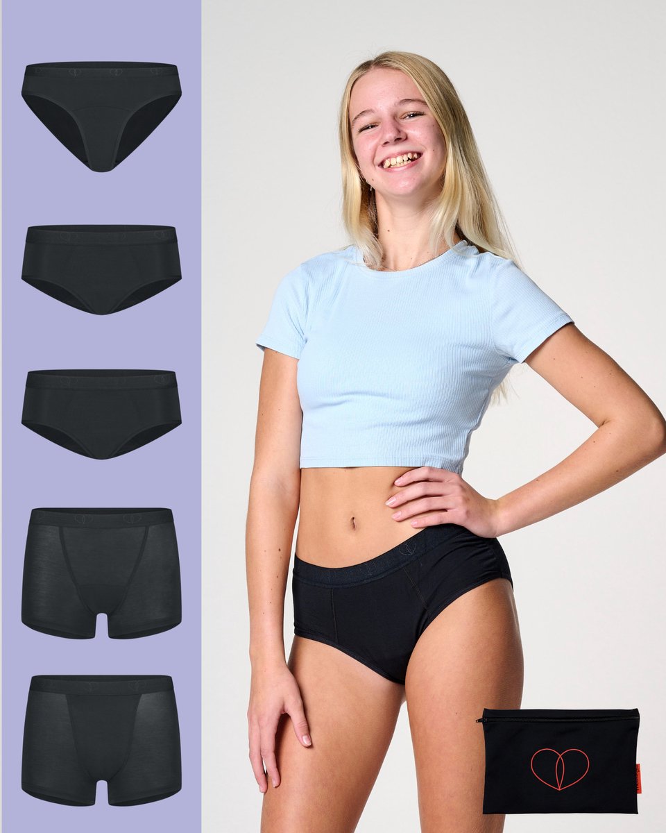 moodies period undies Moodies menstruatie ondergoed - bundel bamboe 5 stuks-170 (S) Zwart