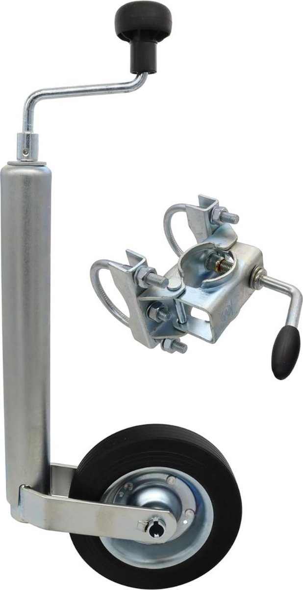 DD® Neuswiel Aanhangwagen - Neuswiel - Kunststof Velg - Klem - Steunwiel - 150kg Capaciteit - 62x28x10cm - Zilver