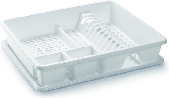 Egouttoir lave-vaisselle en plastique blanc 48 x 38 x 9 cm - La vaisselle/ séchage avec bac d'égouttage