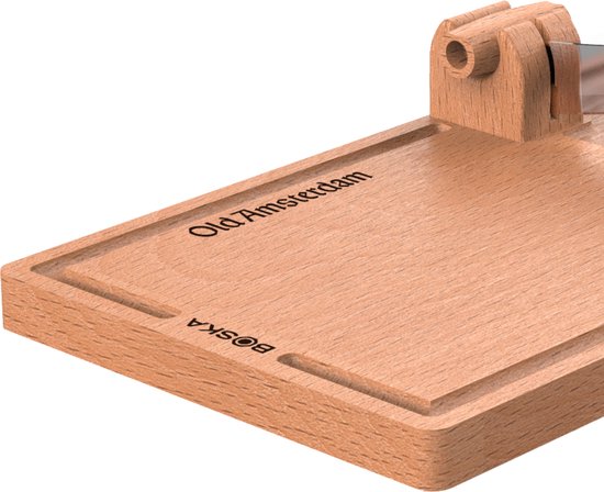 Old Amsterdam Kaasplankje met Mes – Houten Borrelplank Set met Kaasmesje – Kaasplank Cadeau