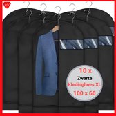 10 x Beschermhoes voor kleding zwart 100 x 60 cm - Kledinghoezen - Kleding opbergen accessoires