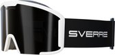 Sverre Sports skibril met zwarte verwisselbare lens + GRATIS slecht weer lens - Wit frame - Anti-condens - Voor heren en dames - Inclusief harde beschermcase - 100% UV bescherming - Licht, sterk en duurzaam frame