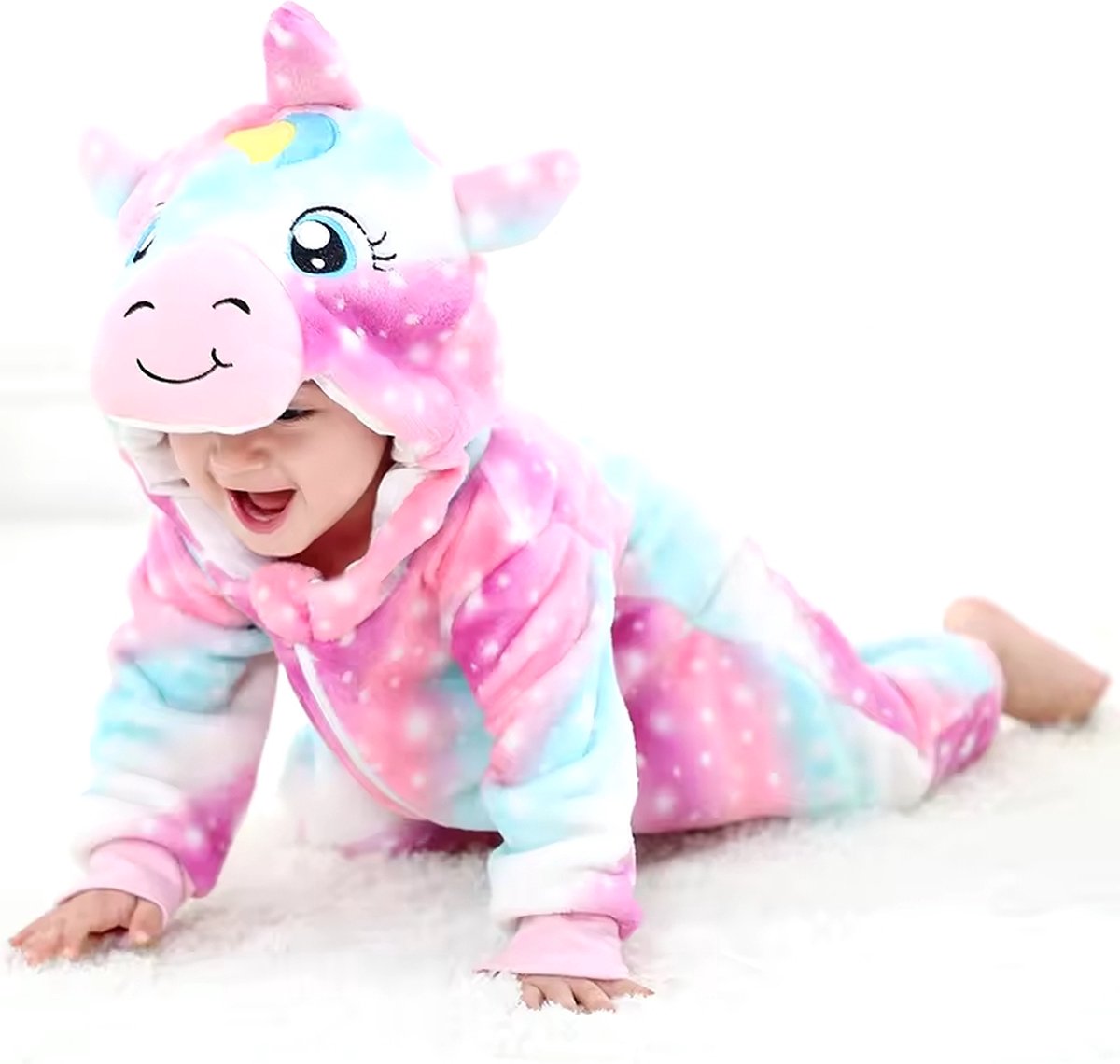 Budino® Baby Onesie - Baby Romper - Baby Pyjama - Baby Pakje - Baby Verkleedkleding - Carnavalskleding - Dier - Unicorn - Roze — afbeelding 4