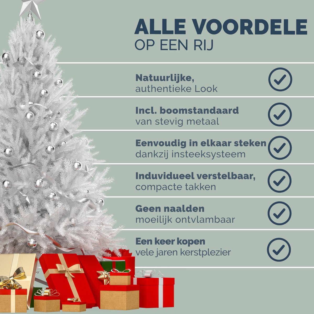 Casaria Kunstkerstboom - Metalen Voet 705 Takpunten 180cm - Wit – foto 2