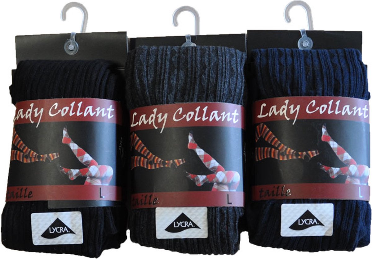 Dames collant 80% katoen- fantasie tors- 5 stuks- maat XL - Assortiment kleuren