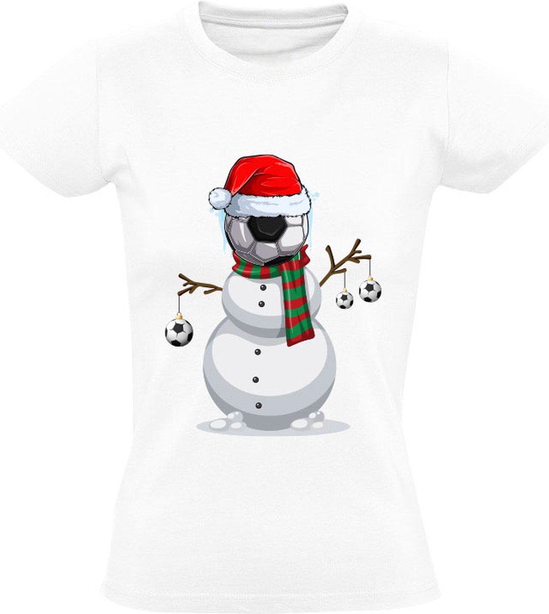 Kerst sneeuwpop met voetbal Dames T-shirt - kerstshirt - christmas - feestdagen - winter - shirt