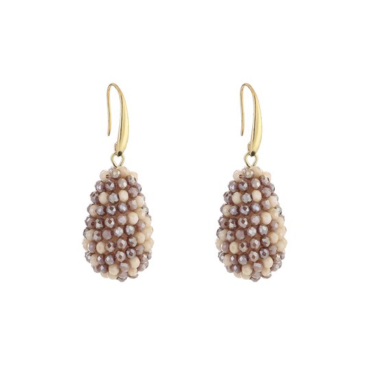 Boucles d'oreilles Perles Drops - Mix Beige - Crystal - Cadeau - Fête - Vacances