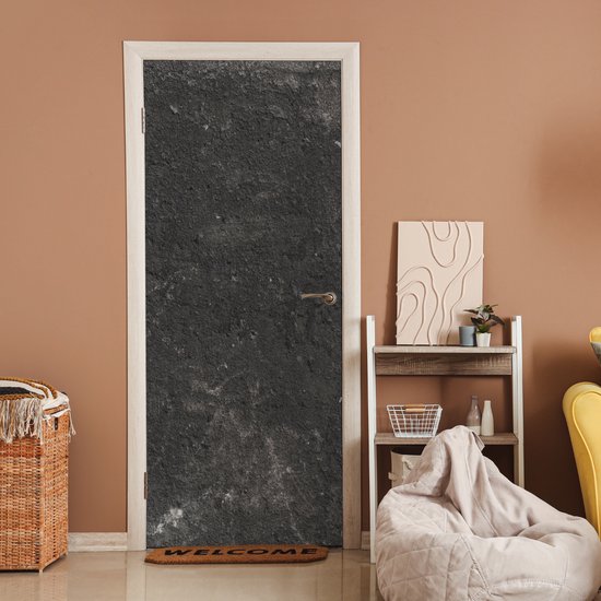 Deurposter 90x205 cm - Deursticker Beton - Muur - Zwart - Vintage - Industrieel - Meubelfolie zelfklevend - Deurfolie woonkamer - Interieurfolie fotobehang - Deur plakfolie - Deurstickers - Deurbehang sticker - Kamer decoratie