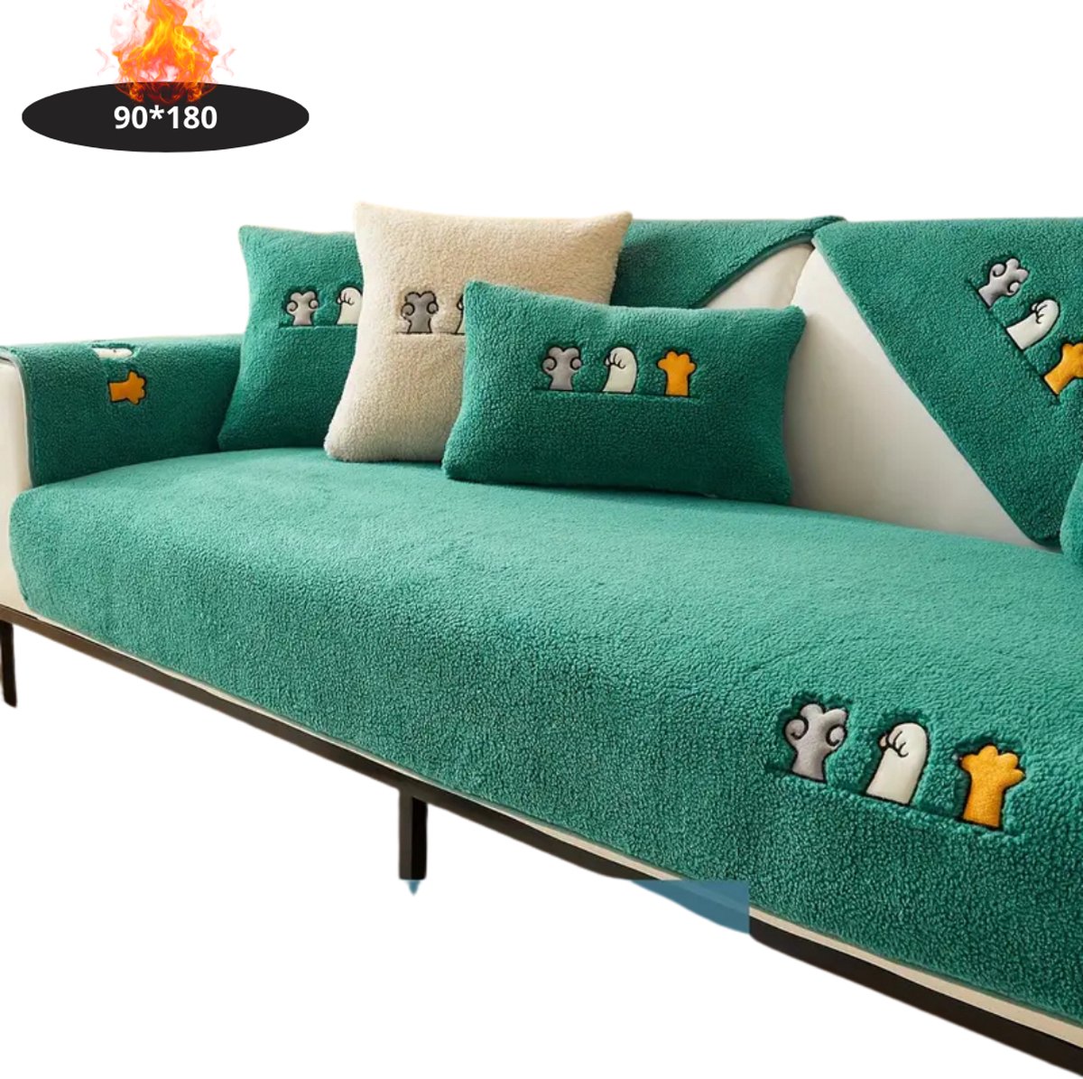 Nivard Bankhoes - Bankbeschermer - Stretch - Sofa Cover - Pluche - Groen - 3 Zits 90x180