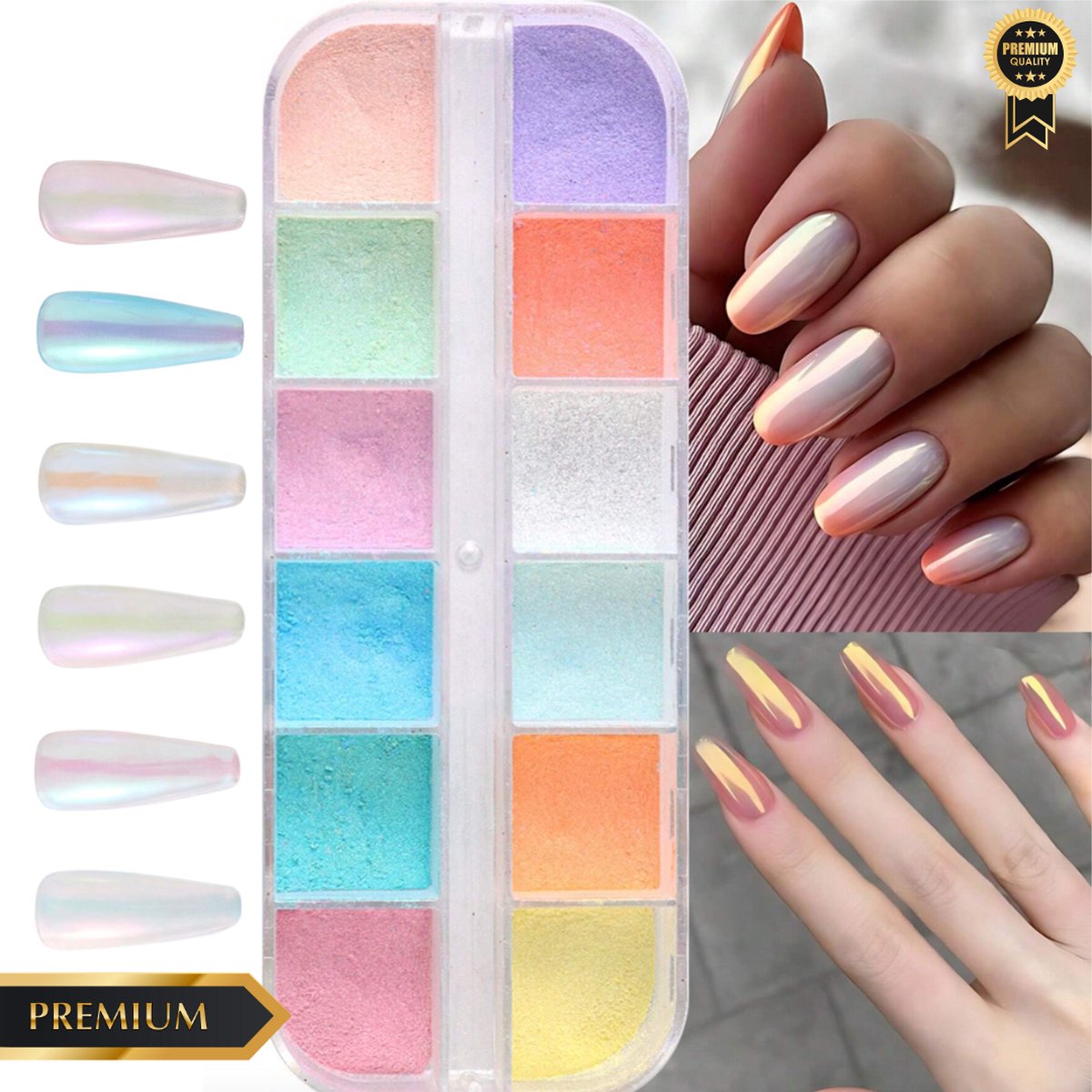 Goedkoopste GUAPÀ® Holografische Glitter Poeder Set | 12 Nail Art glitters | Kameleon Chrome Poeders | Nail Art & Nagel Decoratie | Spiegel en pigment poeder | Chrome Nagels | 12 stuks diverse kleur Holografische Poeders