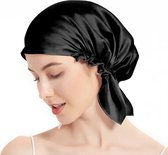 Ryce® Improve Zijden Slaapmuts - 100% MoerbeiZijde - Satijnen Slaapmuts - Silk Bonnet - Haarmuts - Gezond & Zacht Haar - Natuur Zwart