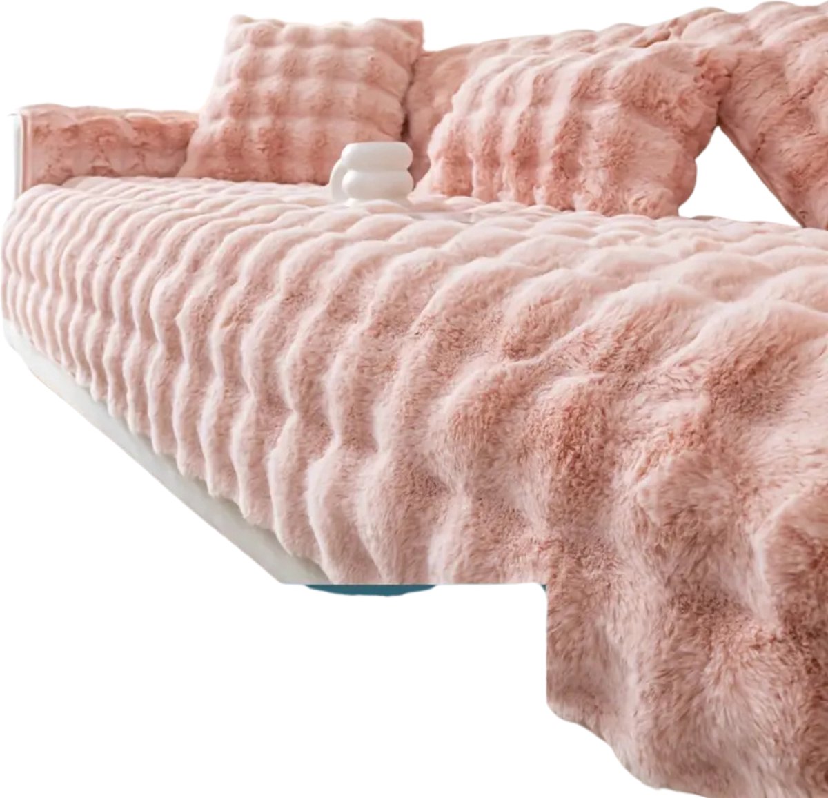 Nivard Bankhoes - Bankbeschermer - Stretch - Sofa Cover - Pluche - Roze - Rugleuning 70x70