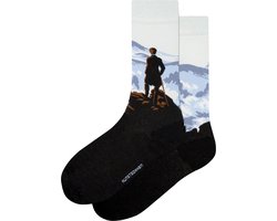 Kunst sokken - De Wandelaar boven de nevelen: Caspar D. Friedrich - Sokken Dames 36 40 - Biologisch Katoenen Sokken - funny socks happy - Vrolijke Sokken - Grappige Sokken - Sokken Cadeau