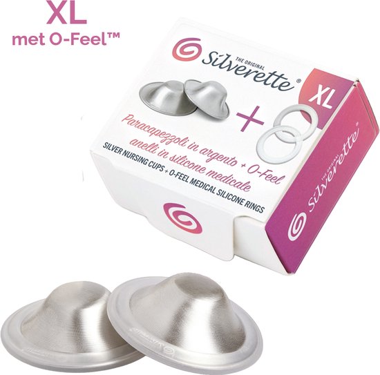 Silverette® Tepelkapjes | XL + O-FEEL™ Ringen | Originele Zilveren Tepelhoedjes | Klinisch Getest | 925 Zilver