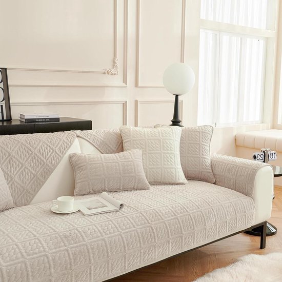 Melkfluwelen zachte bankhoes voor 1-, 2- of 3-zits, universele slipvaste bankhoezen voor hoekbanken, L-vormige bankhoezen, meubelbeschermer voor woonkamer (donkergrijs, 1 kussenhoes van 90 x 210 cm