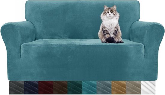 HUNOL Fluwelen Stretch Kussenhoes Sofa,Duurzaam Zacht Makkelijk Schoon Te Maken Met Elastische Bodem Bankovertrek Voor Kussen Vervangen Kat Hond blauw 160 200cm