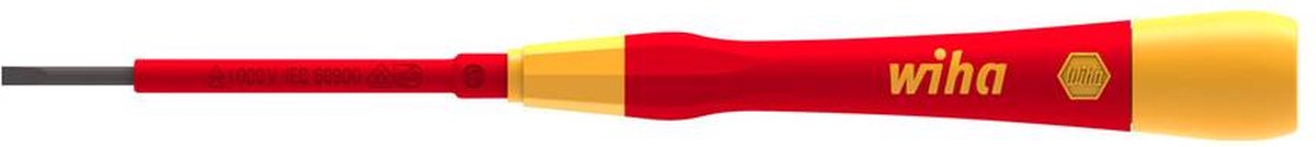 Wiha Elektronica, VDE, Elektronica en fijnmechanica Platte schroevendraaier Kopbreedte: 2.50 mm Koplengte: 65 mm