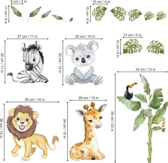 Muursticker leuke Dieren ⋆ Muurstickers Kinderkamer
