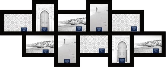 Cadre photo collage - SecaDesign - Cadre collage 10 photos 10x15 cm - noir - bois