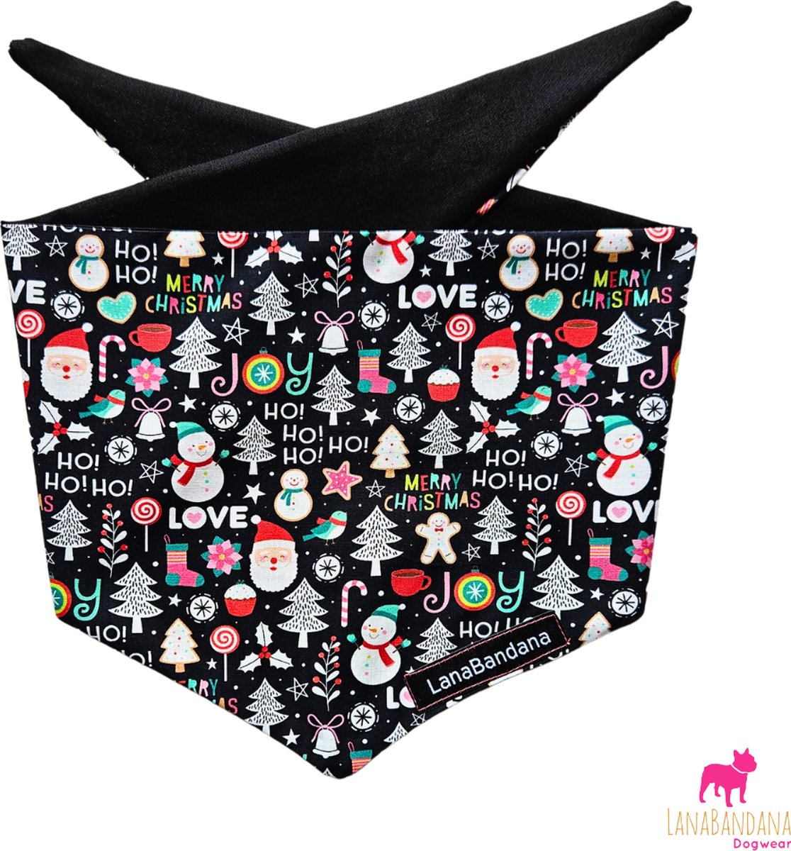 LanaBandana Dogwear | Kerst | Kerstbandana | Hondenbandana Christmas zwart maat L