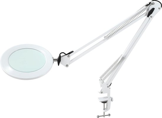 QWORK® vergrootglas met licht, vergrotende lamp met klem en voet, 10x