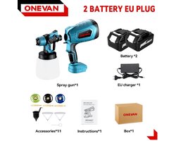 Spuitpistool - Verfspuit - Verfspuit pistool - Elektrische verfpistool - 1500W - 1200ML/M - 160DIN.S - 1000ML - 38000RPM - 23000mAh