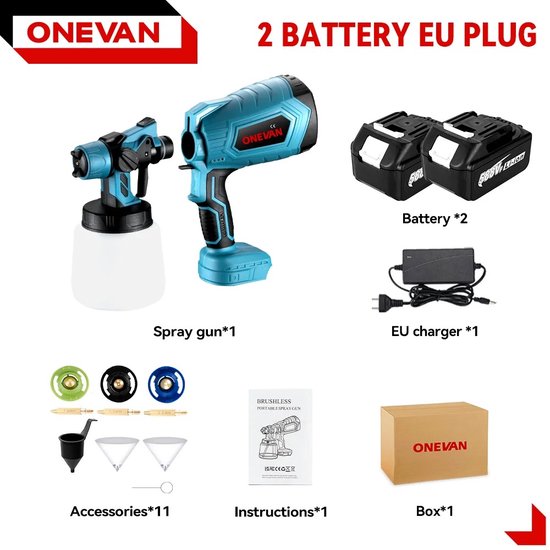 Wireless Spray Gun Paint Sprayer Compatible with Milwaukee M18 18V Lithium Battery, Hipoke HVLP Paint Spray Gun for Fencing Decking Wall Ceilings Home