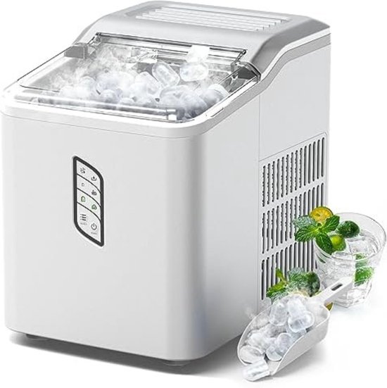 Silonn Ice cube maker, small ice cube maker with carry handle, self-cleaning ice cube maker