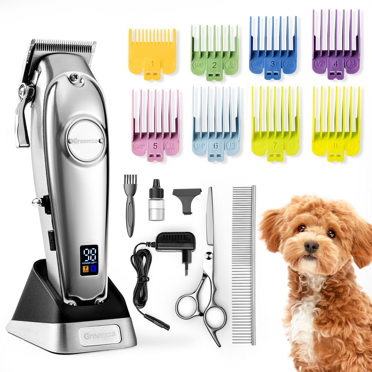 Bol.com Hondentondeuse Dikke Vacht - Draadloos 5,5u - Fluisterstil <50dB - 2 Snelheden - Hondentrimmer - Honden Tondeuse Trimset... aanbieding