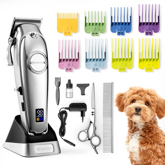 Groomzo Professionele RVS Hondentondeuse voor Dikke Vacht - Draadloze Honden Tondeuse & Hondentrimmer - Fluisterstil - Dierentondeuse - Incl. Trim Video & e-book