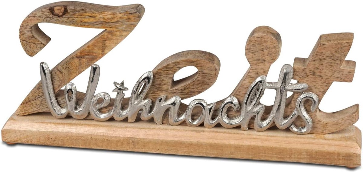 Kerstbelettering In Zilver: Festieve Mangohouten Decoratie Voor Een Betoverende Advent