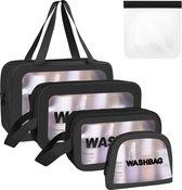 JGS ® Organisateur de sac de voyage transparent spacieux pour cosmétiques et articles de toilette - Set de 4 Tassen imperméables