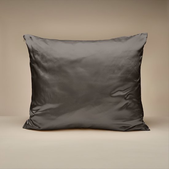 Taies d'oreiller Zelesta Beautybed Anthracite - Taies d'oreiller en satin 60 x 70 lot de 2