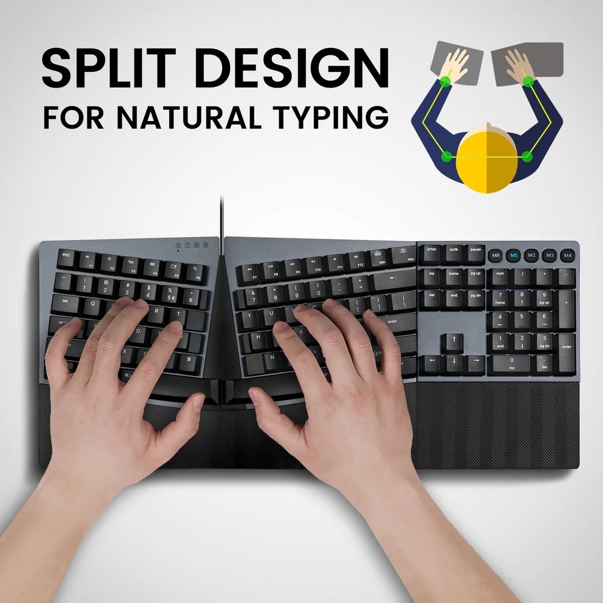 Perixx Periboard-535BR Bedraad Ergonomisch Gesplitst Toetsenbord thumbnail 2