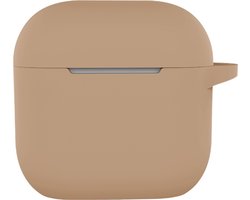 Hoesje - Geschikt voor Apple AirPods 4 - met Clip - Siliconen Hoes - Silicone Case Cover - Zand