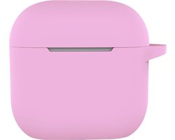 Hoesje - Geschikt voor Apple AirPods 4 - met Clip - Siliconen Hoes - Silicone Case Cover - Flamingo