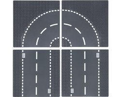 bricksNblocks City Wegenplaten - Autoweg bouwplaten voor LEGO - 4 stuks