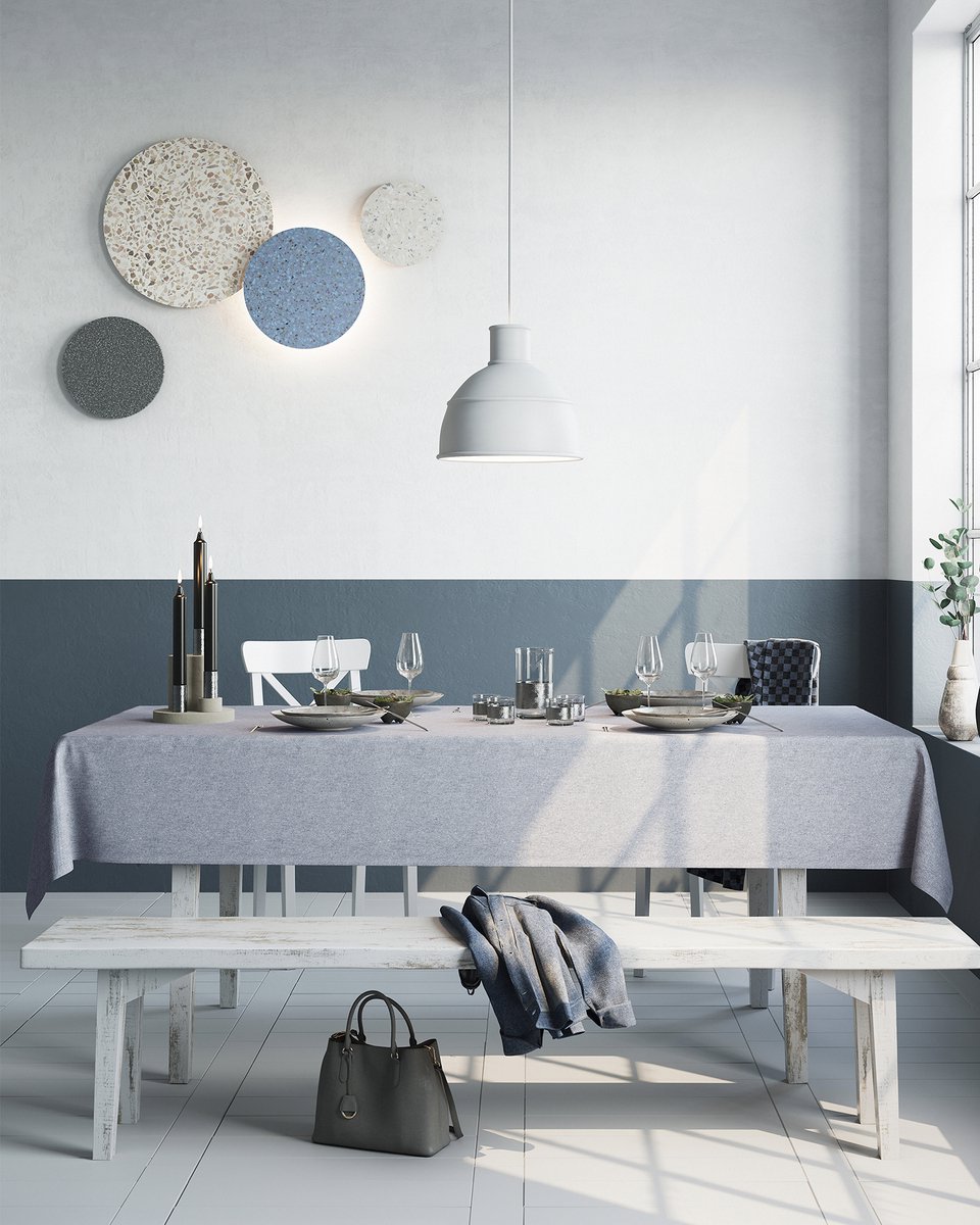 Mistral Home - TAFELKLEED - denimlook - 150 x 250 cm - effen kleur - blauw- Duurzaam