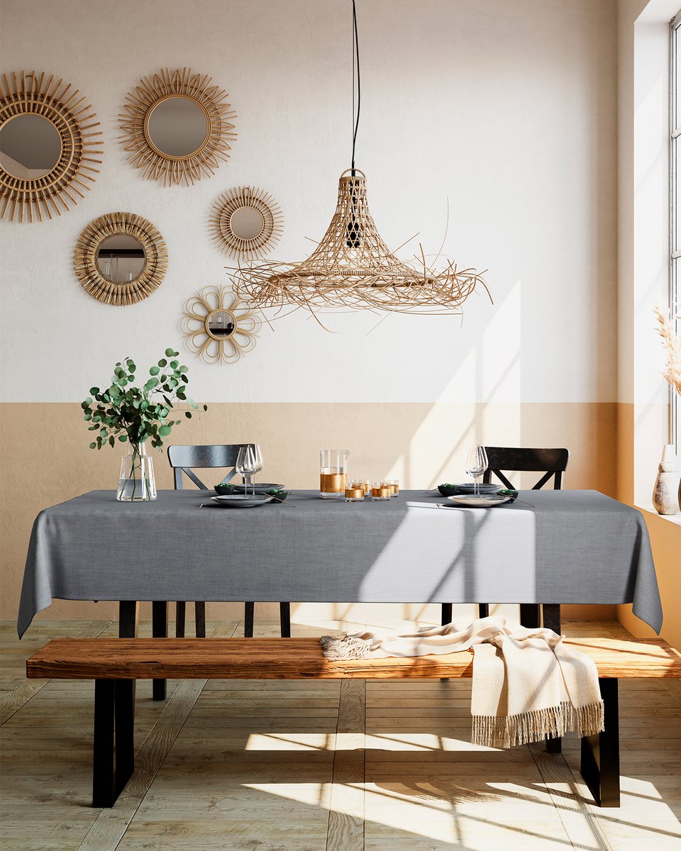 Mistral Home - TAFELKLEED - miretan - 150 x 250 cm - effen kleur - grijs- Duurzaam