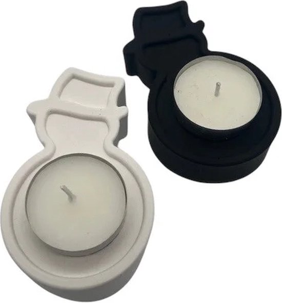 Kerstcollectie - kerstkaars - waxinelichthouder - sneeuwman wit